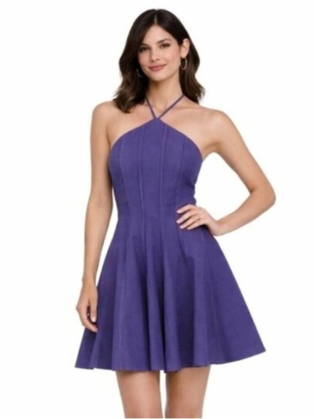 NWT Parker Berry Navy Halter neck Pleated Mini Dress